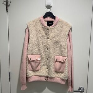 Maje Cream and Pink Textured Jacket
